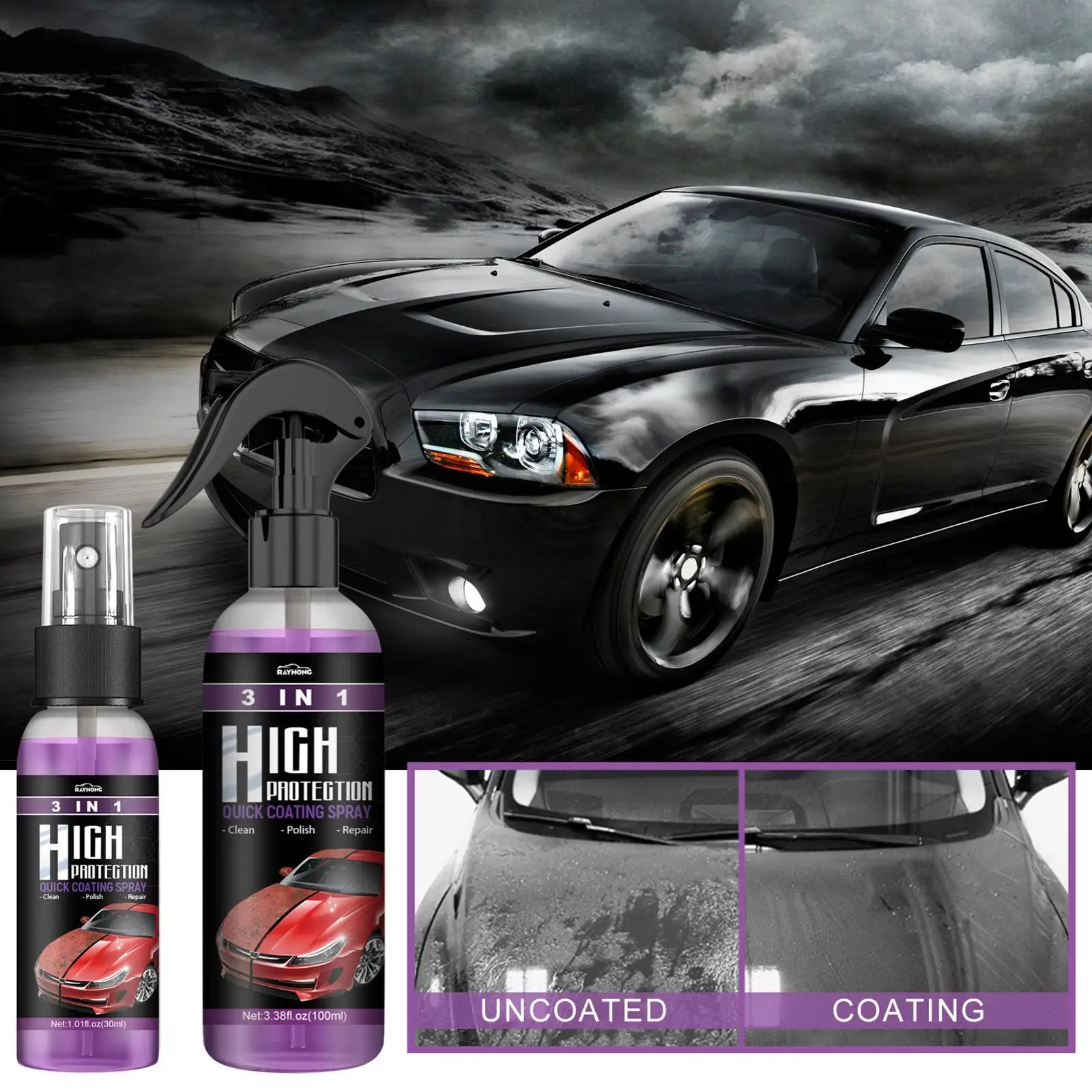 3 In 1 Quick Coating Spray High Protection Car Coating Waterless Car Wash Ceramic Spray Quick