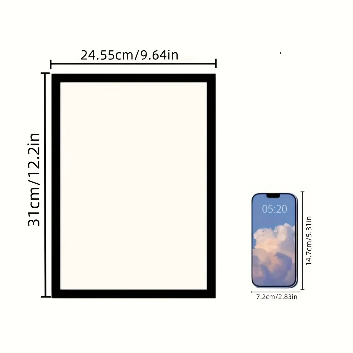 A4 Magnetic Picture Frames-Self-Adhesive Wall Mount for Diamond Art, Posters, Certificates, Maps & Stamps, Vertical Orientation.