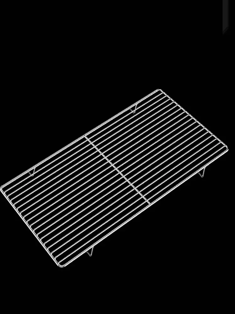 BBQ Net Food Grade 304 Stainless 40-100CM BIG Rectangle BBQ Grate Barbecue Grill Wire Grid Mesh Net With 2CM Feet For Water Oil Draining
