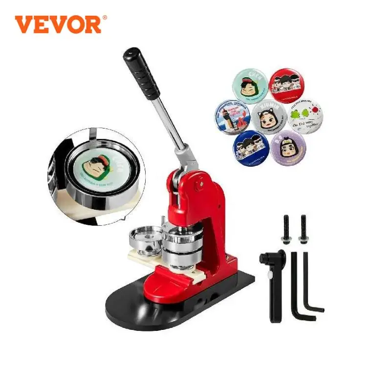 Badge Maker Machine DIY Button Pin Broochs Press Making Tool 25-75MM with 500 or 1000Pcs Circle Manufacture Button Parts VEVOR badge maker button maker machine