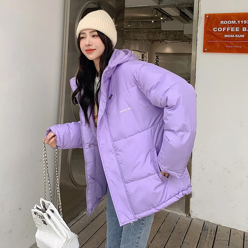 

2022 New Women Short Jacket Winter Thick Hooded Cotton Padded Coats Female Korean Loose Puffer Parkas Ladies Oversize Outwear