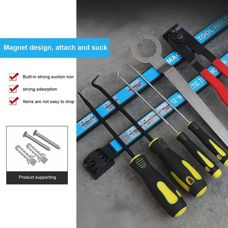 Socket Organizer Magnetic Tool Strip Heavy Duty Magnet Bar Holder Tool Organizer Large Capacity Stable Magnetic Strips
