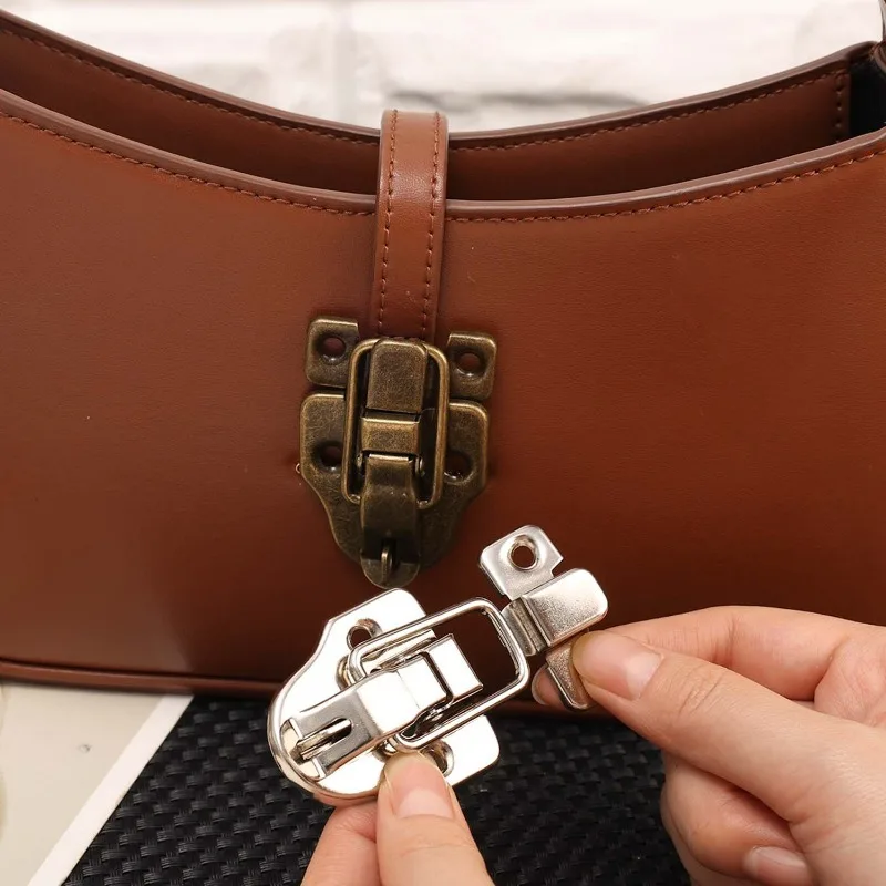 1/10sets Jewelry Wooden Box Hasps Iron Vintage Drawer Duckbill Latch Home Cabinet Furniture Latches Bag Decoration Locking Clasp