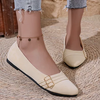 2025 ربيع الخريف جديد حار بيع وأشار أنيقة شقة شقة أحذية نسائية عصرية مريحة كعب منخفض العمل حذاء فاخر 4