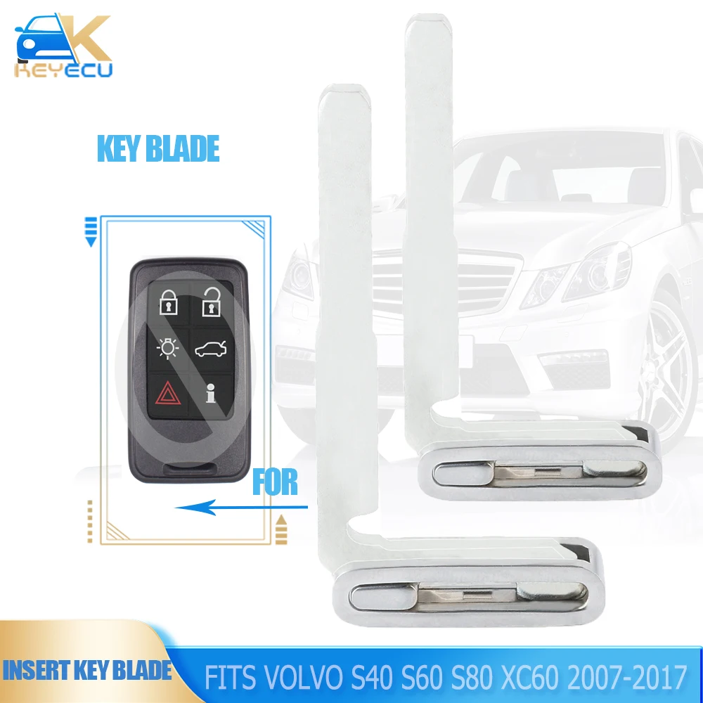 

Брелок KEYECU для аварийного ключа, со вставкой, 2 шт./лот, для Volvo S40 S60 S80 XC60 2008-2017