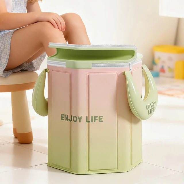 ถังแช่เท้าพับได้ 1 ชิ้น พร้อมหูหิ้ว อ่างพับได้อเนกประสงค์แบบพกพา สำหรับการเดินทาง ตั้งแคมป์ ทำสปาเท้าที่บ้าน 1