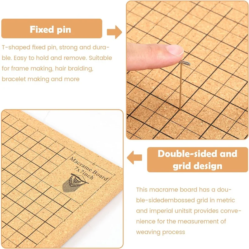 Durable 7X7 Inches Macrame Board Set Macrame Board And Metal Adjustable Holder For Braiding Cording Bracele