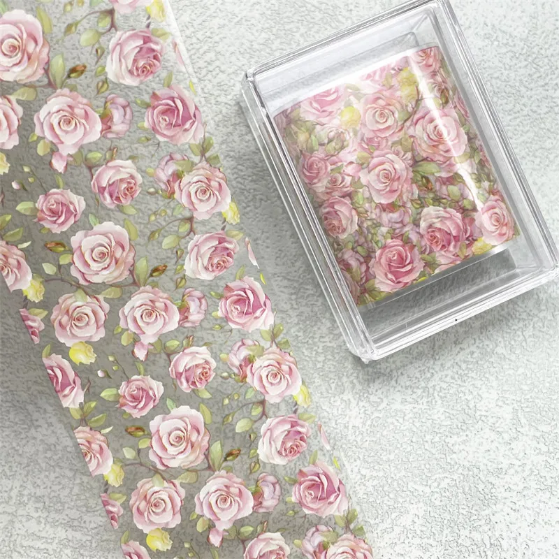 Nail stickers nail art decoration nail decals flower stickers 1Pc 100cm Flower Nail Foils Transfer Paper Floral Stickers Rose Nails Wraps Tulip Nail Art Decorations