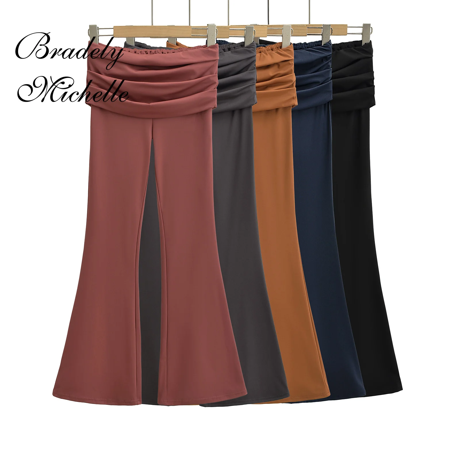 

Flared Pants Commuting OL Loose Women High Quality Pants Leg Pants High Waist Long Flare Trousers