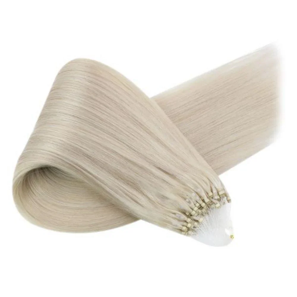 LaaVoo Micro Link Hair Extensions For Women 100% Real Brazilian Hair Straight Natural 14-22inch Remy Micro Ring Extension