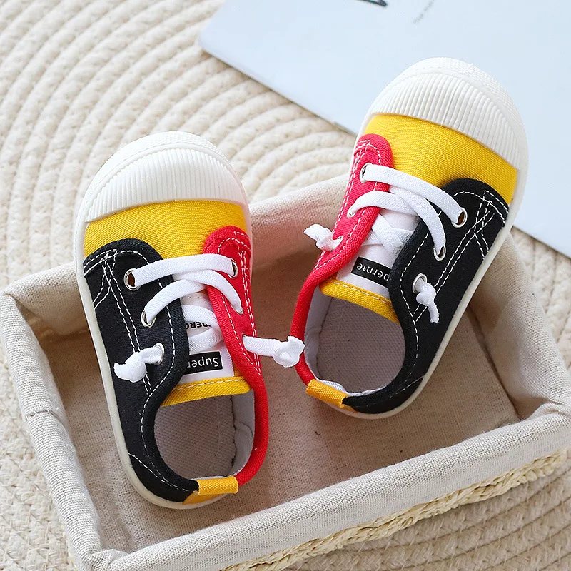 Classic Canvas Shoes Kids Sneaker Boy Girl Solid Soft Anti-Slip Sole Casual Canvas Sneakers for Girls 1-12 Y