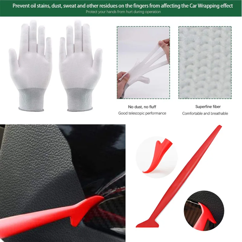 Car Wrapping Tools Automotive Film Tools 9Pcs Car Glass Window Tint Film Installation Tools Kit with Air Release Tool Pen Felt Squeegee Vinyl Knife Vinyl Wrap Gloves car wrapping tools,automotive film tools