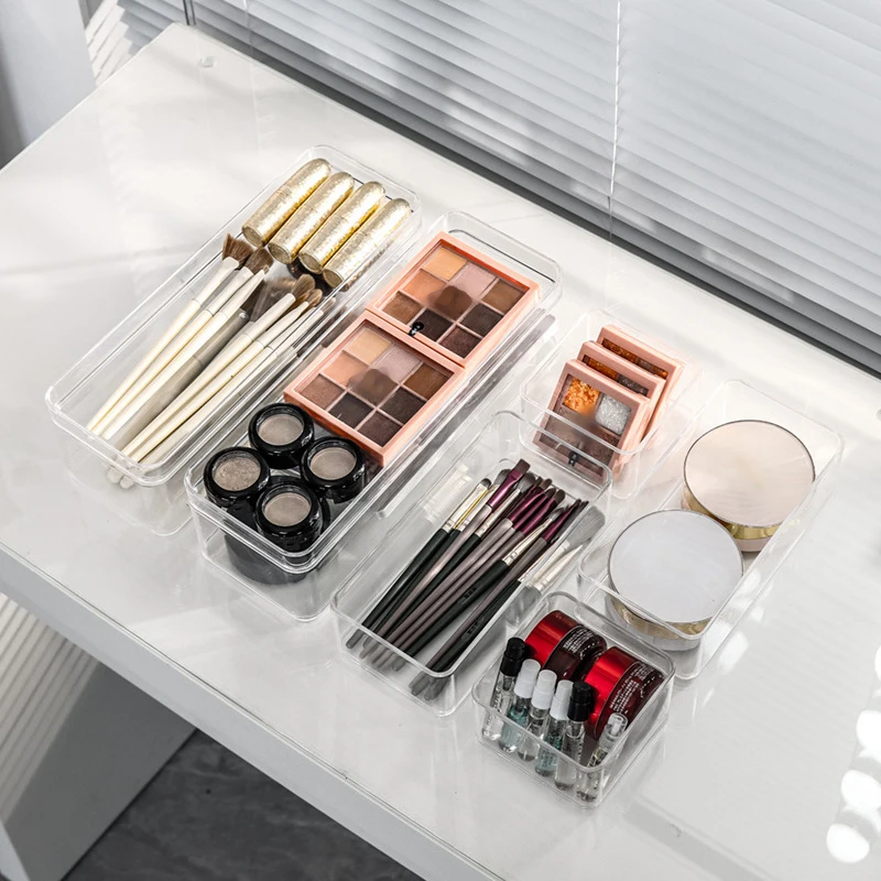 Transparent Basket Lipstick Eye Shadow Makeup Brush Drawer Compartment Storage Box Sorting Box Desktop Storage Cosmetics