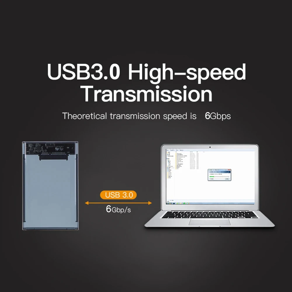 USB 3.0 3.1 External Hard Drive Enclosure 2.5 Inch SATA to USB3.0 UASP Clear Portable Hard Drive Case HDD Tool-Free Transparent external hard drive case,ssd enclosure,hard drive enclosure