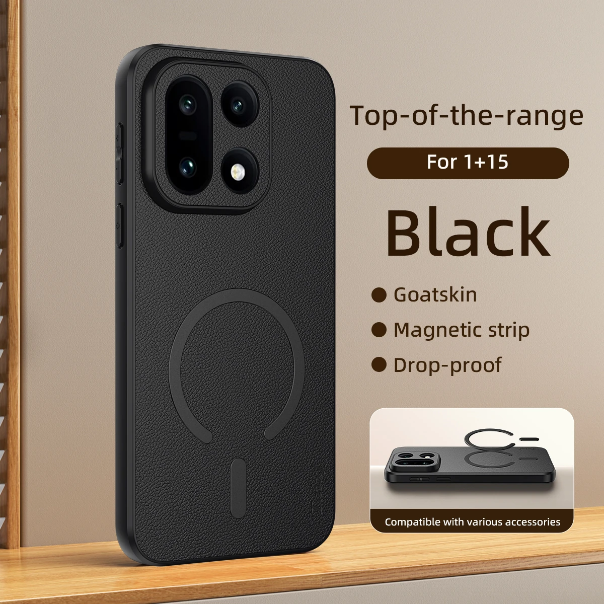 Luxury Goatskin PU Leather Shockproof Magnetic Back Cover