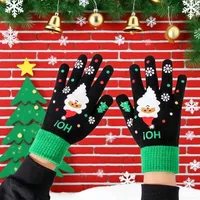 Five Finger Christmas Knit Gloves Touchscreen Thermal Warm Gloves for Kids Adults Soft Winter Gloves Hand Accessories