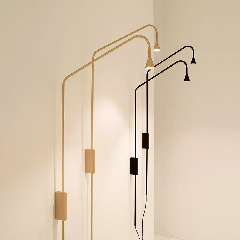 Minimalist อลูมิเนียม Wall Light Rotatable Matte Gold สีดําห้องนอนห้องนั่งเล่นอ่าน Sconce Dropshipping โมเดิร์นโคมไฟ 1