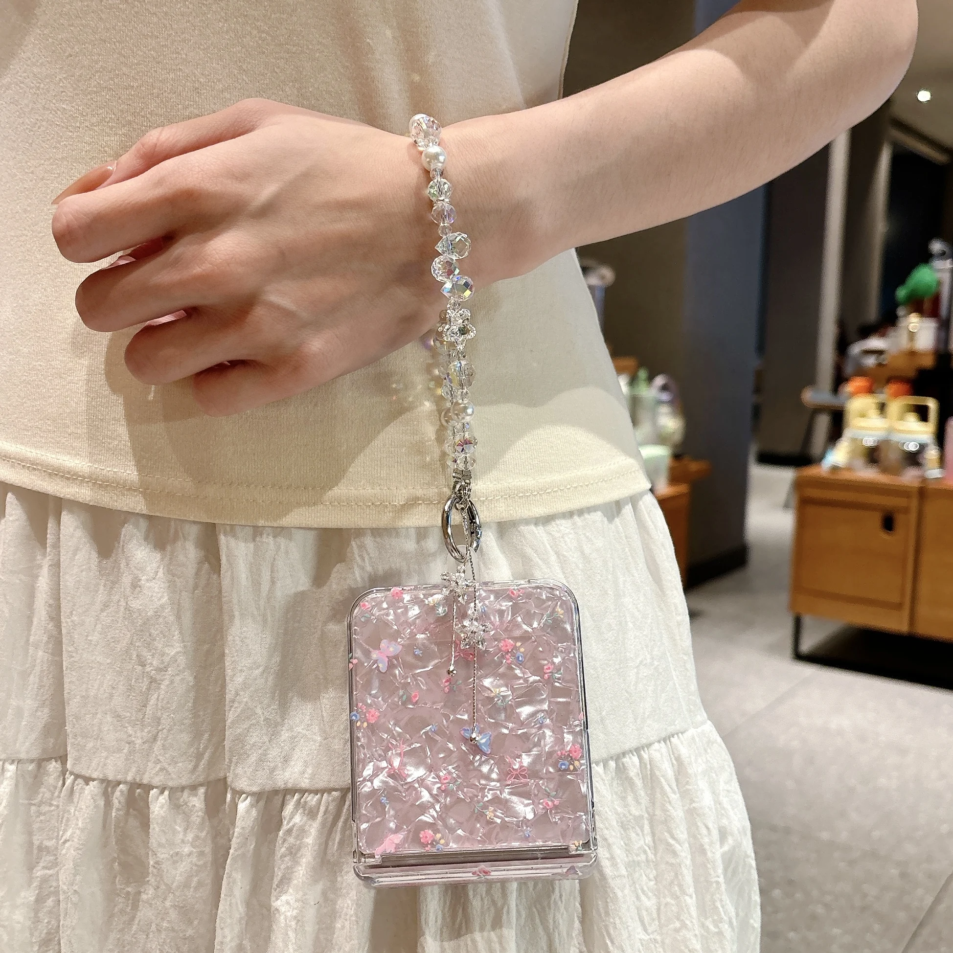 Luxury Colorful Glitter Shell Flower Case with Magnetic Hinge Connection - Hard PC Cover