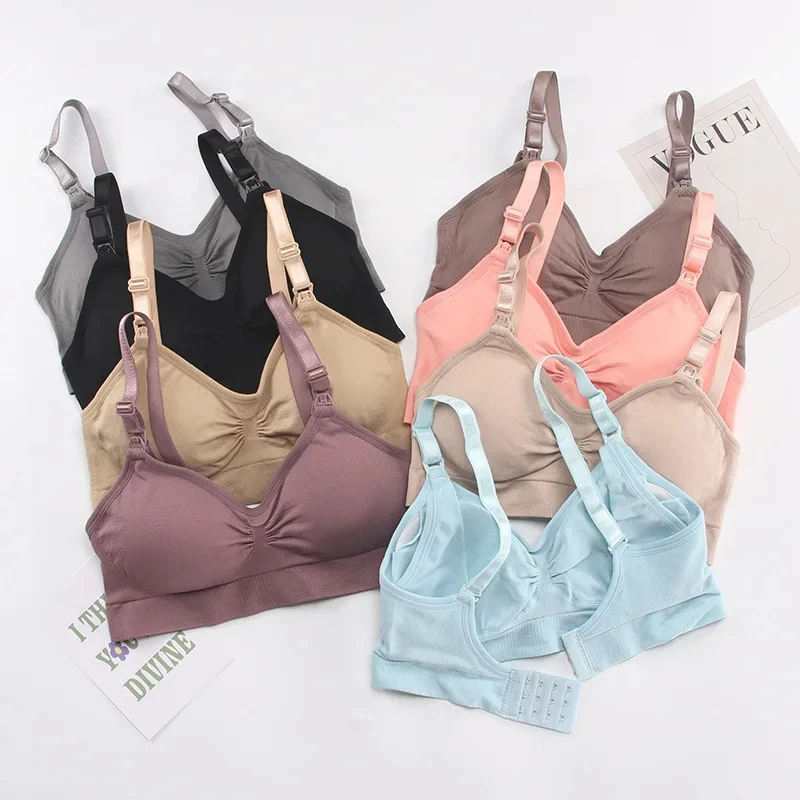 1PCS No Steel Ring with Sports Pad Bra Breastfeeding Non-sagging Vest-style Pregnant Women's Clothing Underwear Front Buckle 6