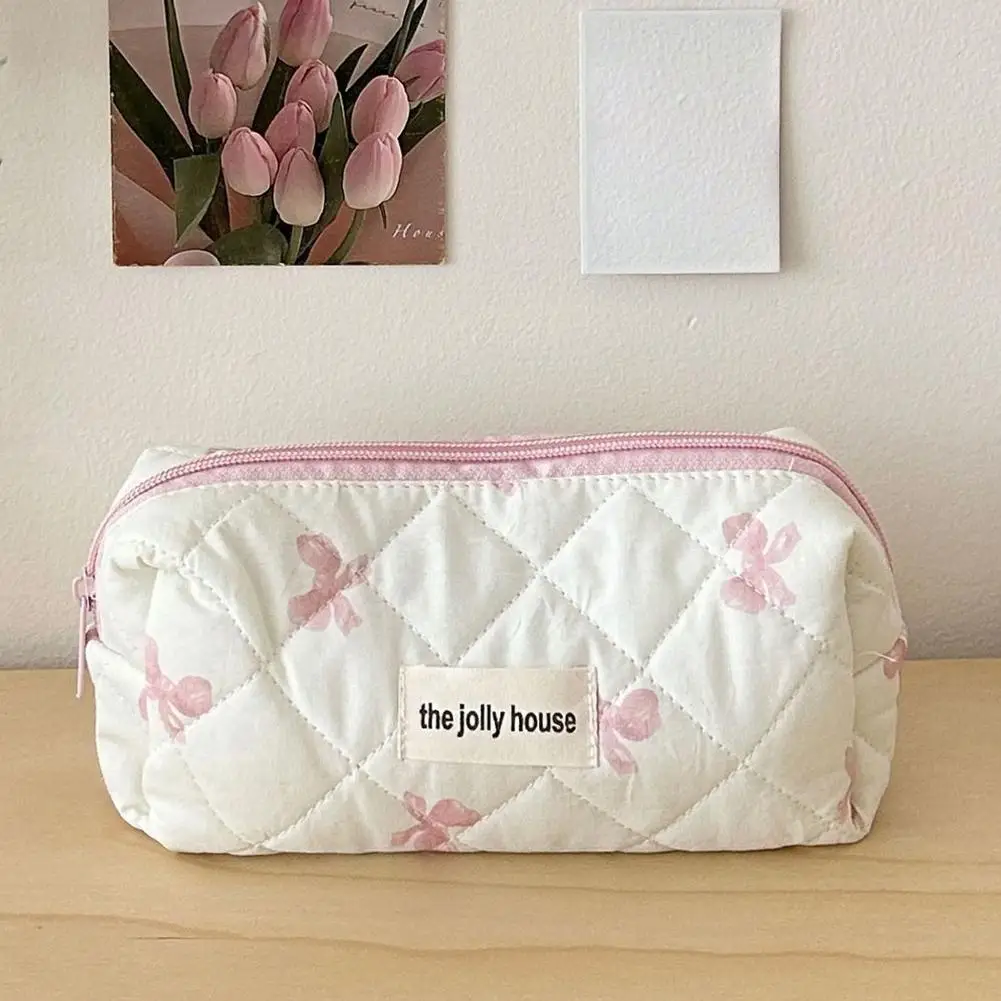 Gesteppte Kosmetiktasche in 3 Größen, Blumenmuster Toilettenartikel-Organizer, Reise-Kosmetiktasche für Brautjungfern-Geschenke, Täglicher Gebrauch – Detail 21
