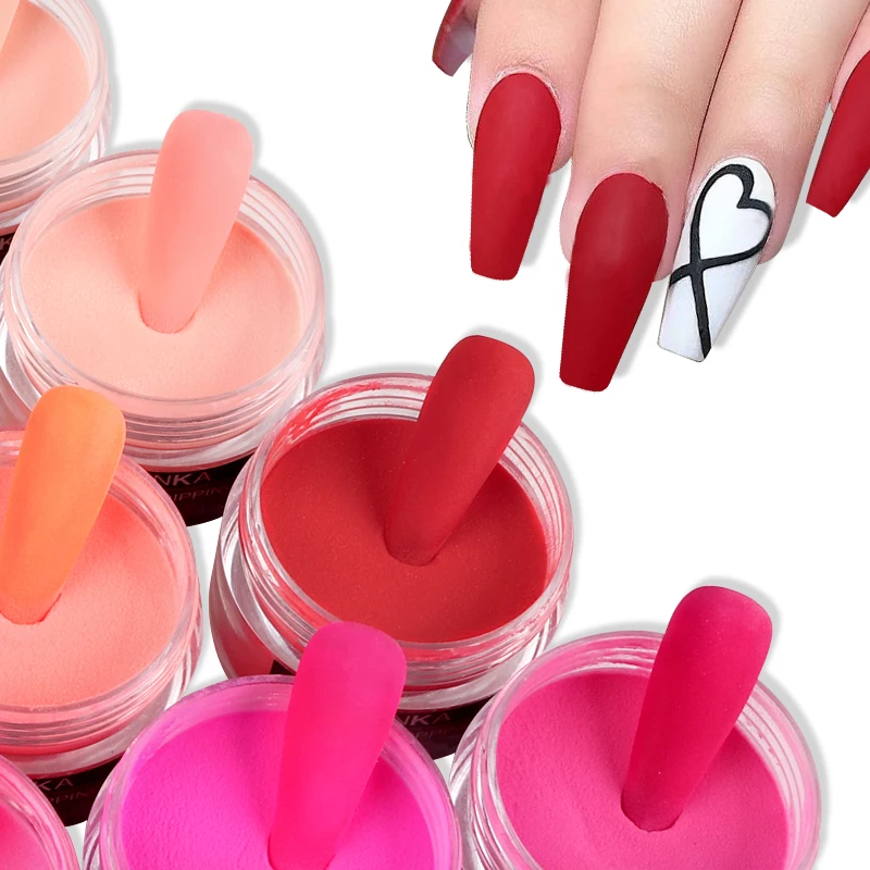pink powder nail designs