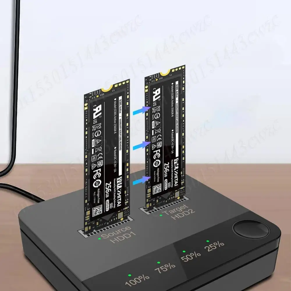 M.2 SATA/NVMe Dual-Bay Hard Disk Copier with LED Indicator Hard Drive Docking Station M.2 SSD Duplicator Reading for Store Data
