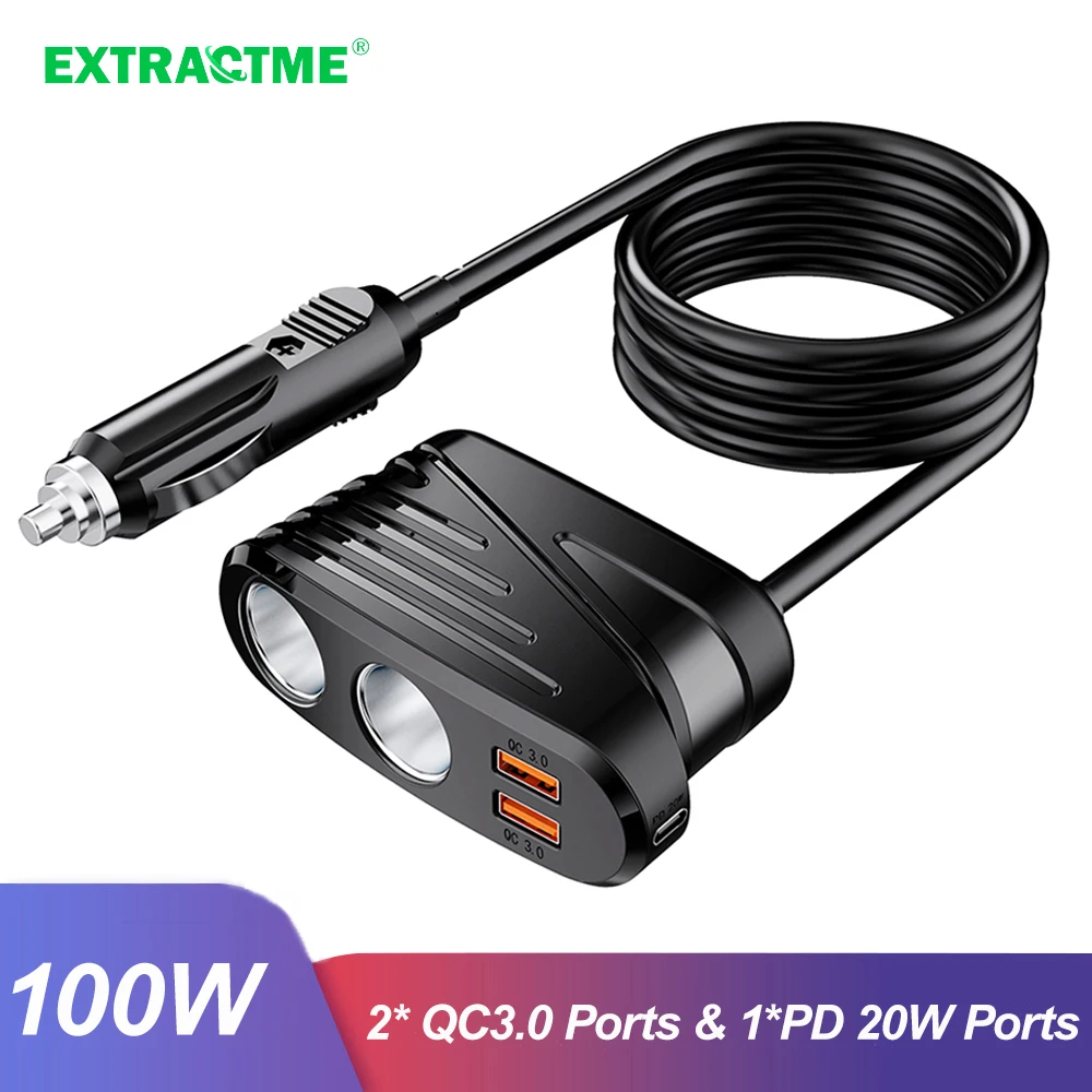 9 in 1 Cigarette Lighter Splitter Adapter, USB C Car Charger Adapter