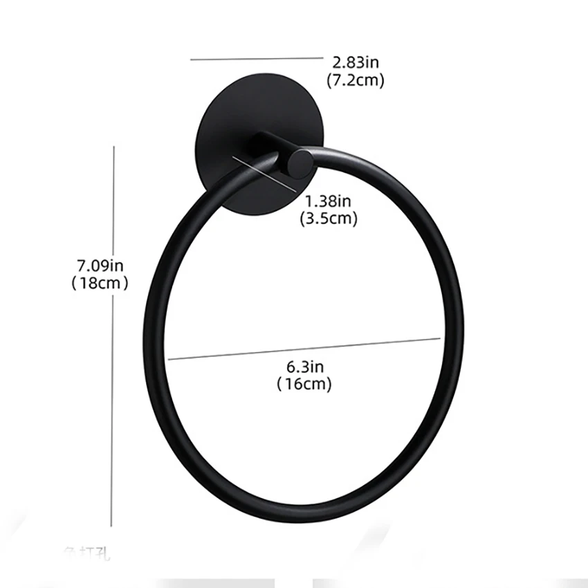 Non Punching Self-adhesive Circular Towel Rod Bathroom Balcony Accessories