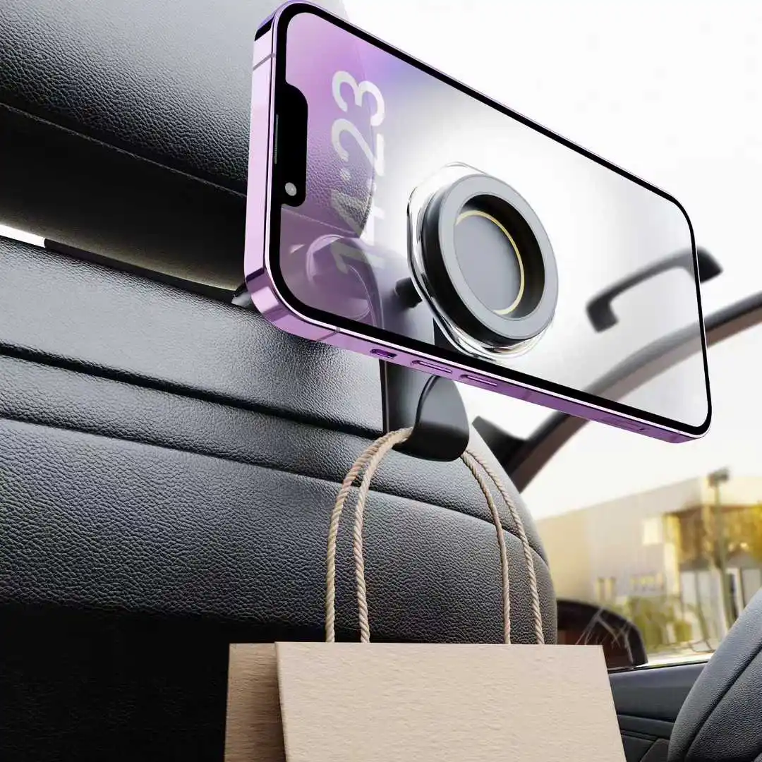 Car Rear Headrest Phone Stand with 360 Degree Rotation
