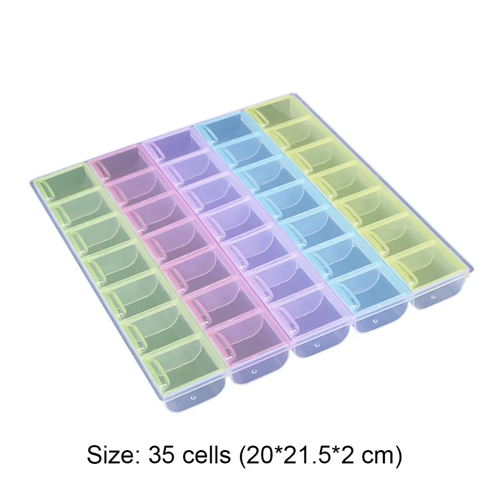 21/35 Grids Plastic Storage Box Portable Nail Art Glitter Rhinestone Storage Tool Diamond Painting Crystal Bead Organizer Holder plastic storage box,diamond painting accessories