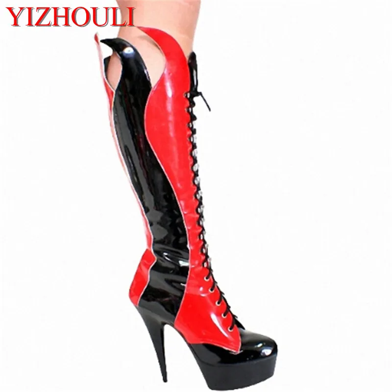 

15 cm high boots women 6 inches fashion motorcycle boots, sexy model party performance dance shoes