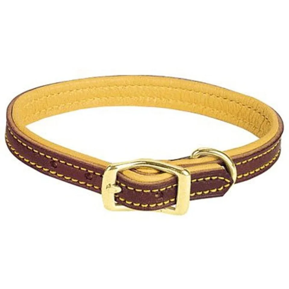 Comfortable Leather Dog Collar with Brass Buckle