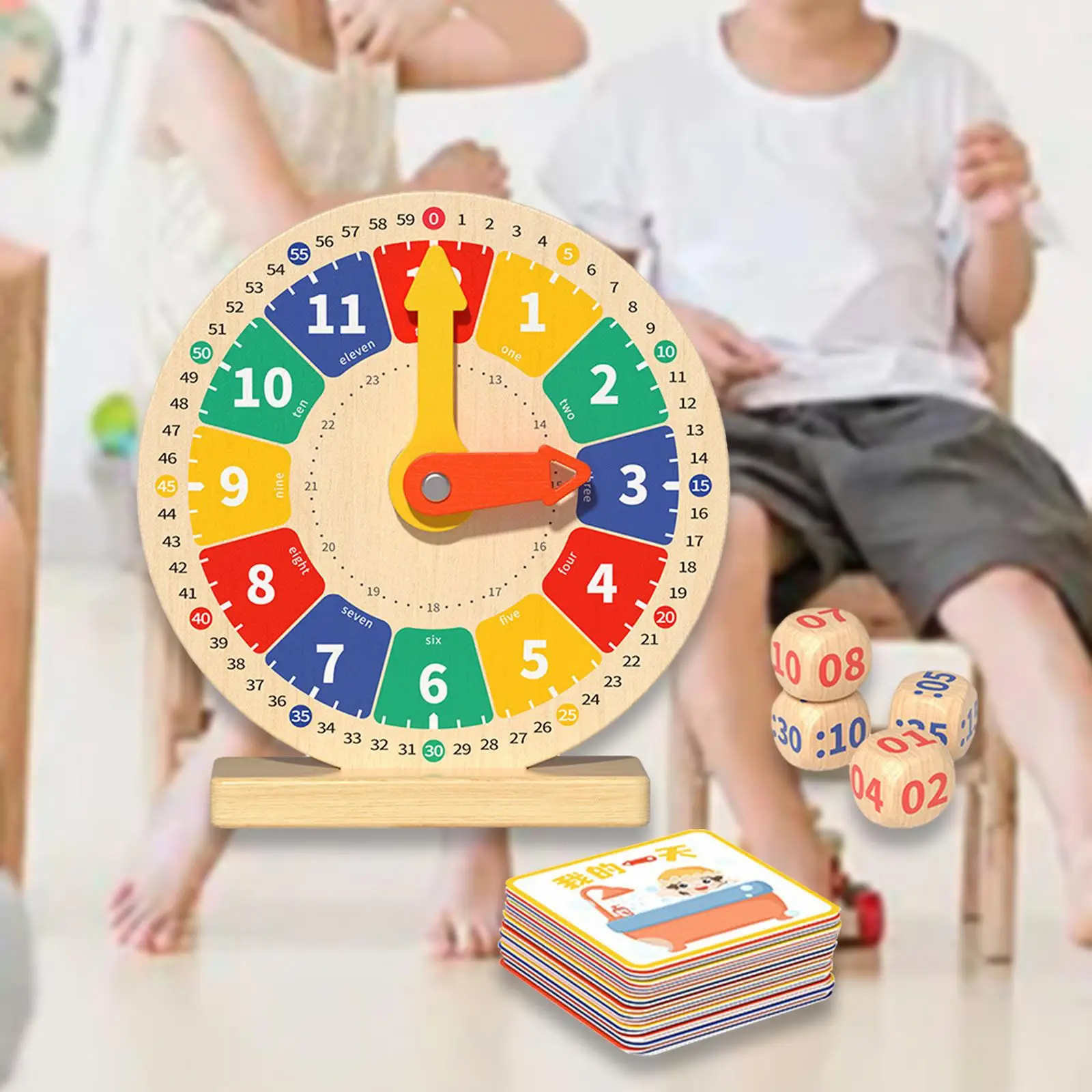 Montessori Toy Teaching Clocks for Kids for Homeschool Supplies Playroom Learning Activities Kindergartner for 3 Year Old