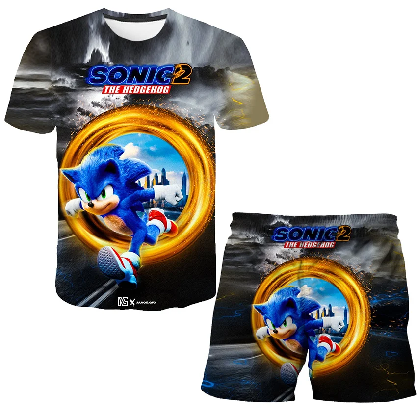

Children Clothes Kids Suit sonic 2 Children T shirt Set short Sleeve Tshirt Short Pant Tracksuit 2023 Summer Girl Boy Sportswear