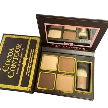 Nuova Polvere per Trucco in 4 Colori, Contorno Viso al Cacao con Pennello