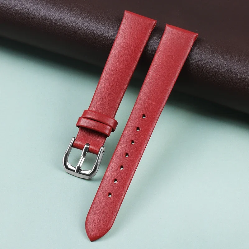 Luxurious Ultra-Thin Soft Leather Watch Strap with Pin Buckle - Sporty and Elegant Unisex Design