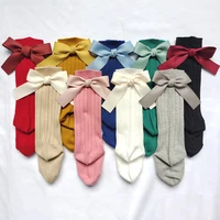 New Winter Children's Socks With Bows Toddlers Girls Knee High Sock Cotton Soft Baby Long Tube Socken For Kids Stockings 1