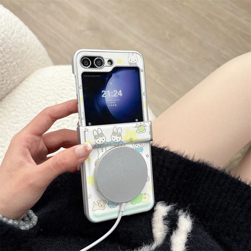 Cute Miffy Apple Star Pattern Magnetic Phone Case - Shockproof Hard Cover