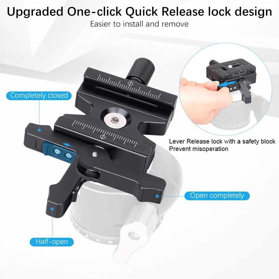 ARTCISE 46 mm Low Profile Double U Desin Kugelkopf mit Hebel-Entriegelungsschloss für Kamera Einbeinstativ DSLR Camcorder Teleskoplast 25 kg – Detail 11