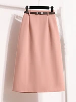 Plus Size Skirt Women 2024 Autumn New High Elastic Waist Black Pink A Line Skirt Women Korean Style Large Size Woolen Skirts