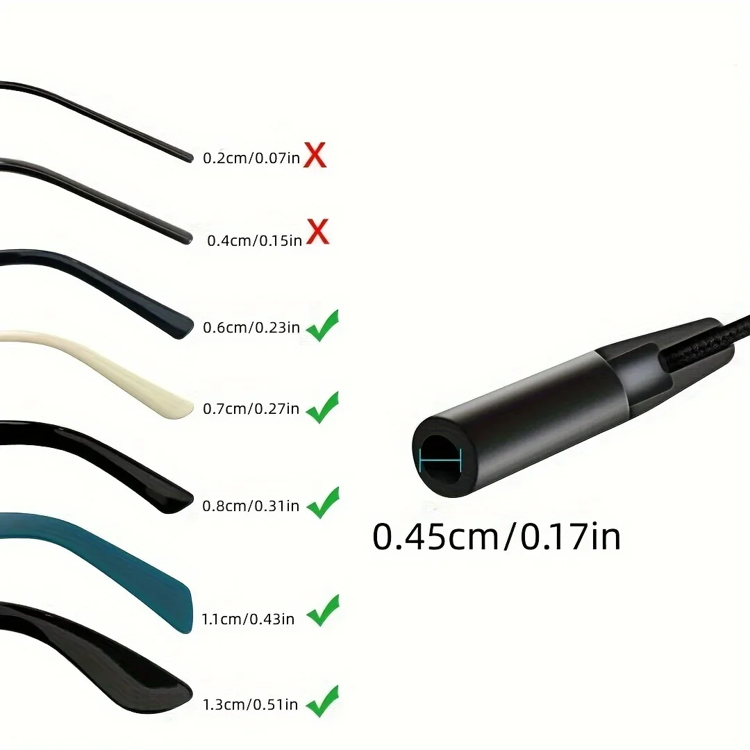 1PC Stahl Draht Einstellbare Sport Brillen Schnur Sonnenbrille Kinder Männer Frauen Gläser Anti Slip Kette Ohr Haken Halter string – Detail 4