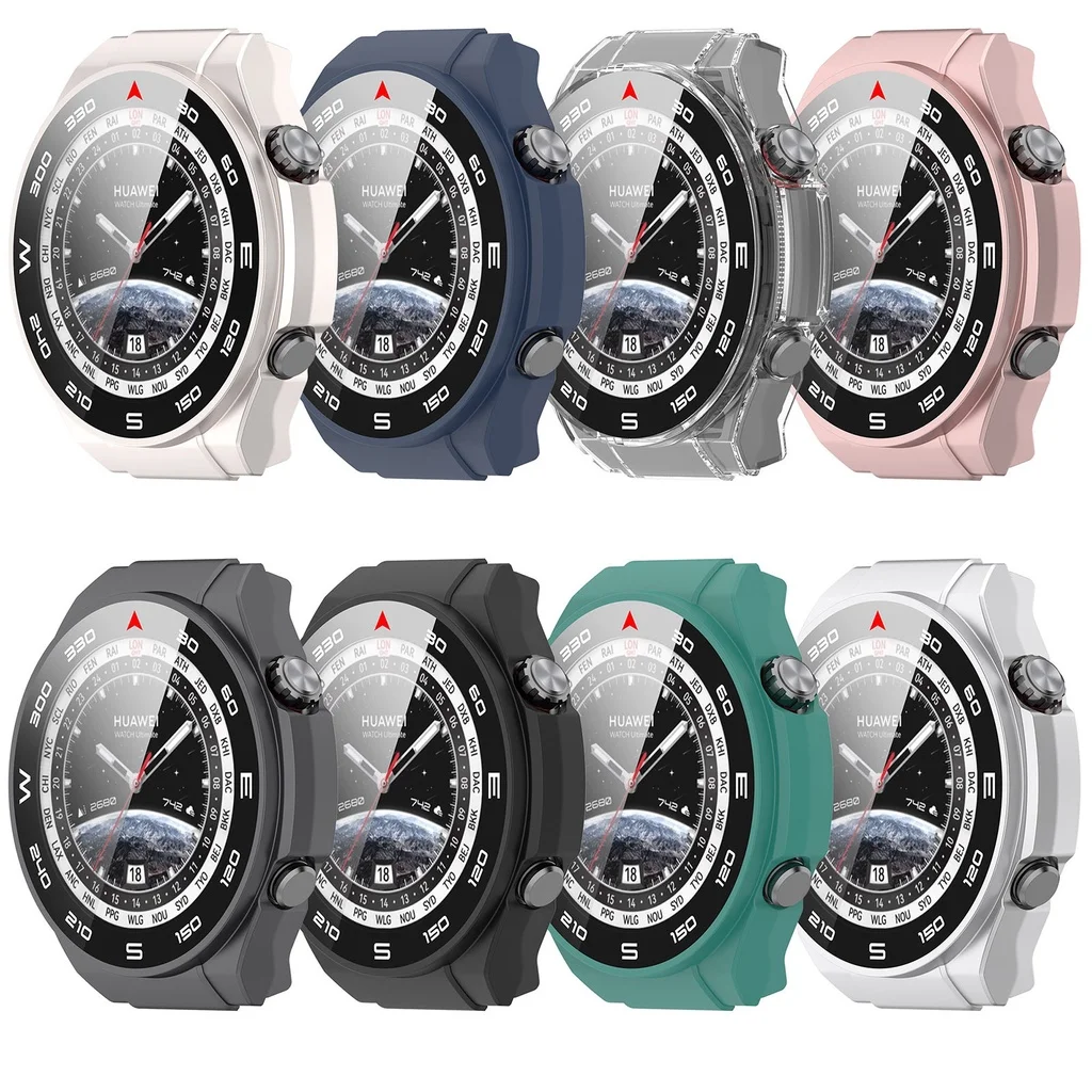 Watch Screen Protector Case Watch Accessories Watch Case Watch Protective Case Watch Cover Watch Protective Cover Glass Cover Case+Tempered Glass For Huawei Watch Ultimate Screen Protector Shell Anti-scratch Cover Bumper for Watch Ultimate Accessories