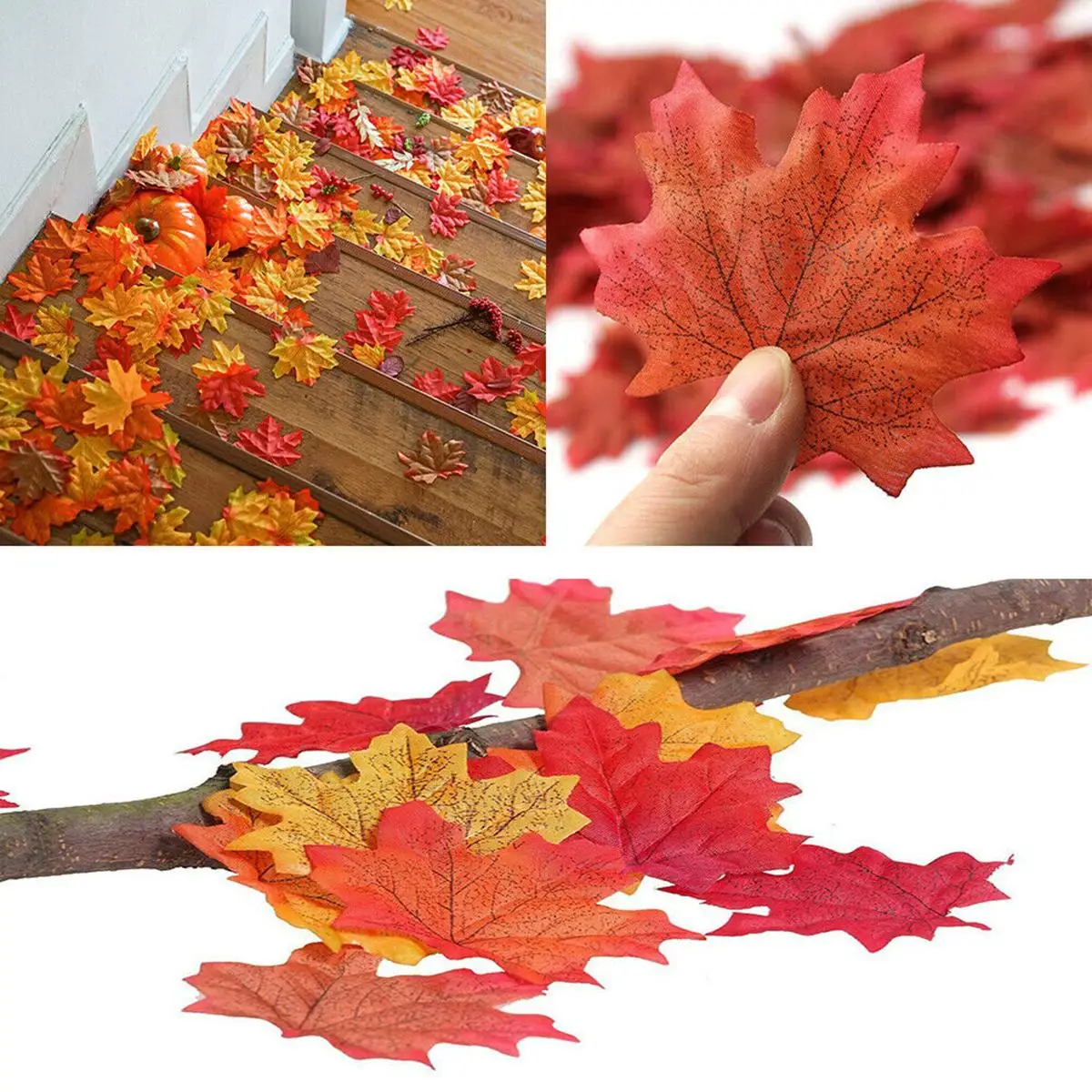 100/200pcs Herbst Ahornblatt fallen gefälschte Seiden blätter Handwerk Hochzeits feier Dekor für zu Hause Hochzeits feier Weihnachts dekoration 8*8cm – Detail 19