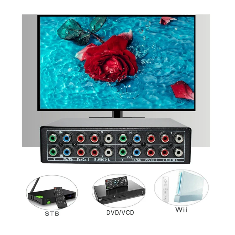 RGB 컴포넌트 스위치 선택기 5 3방향 YPBPR 케이블 컴포넌트 스위치 PS2 DVD 플레이어 TV-A23U용 AV 스위처