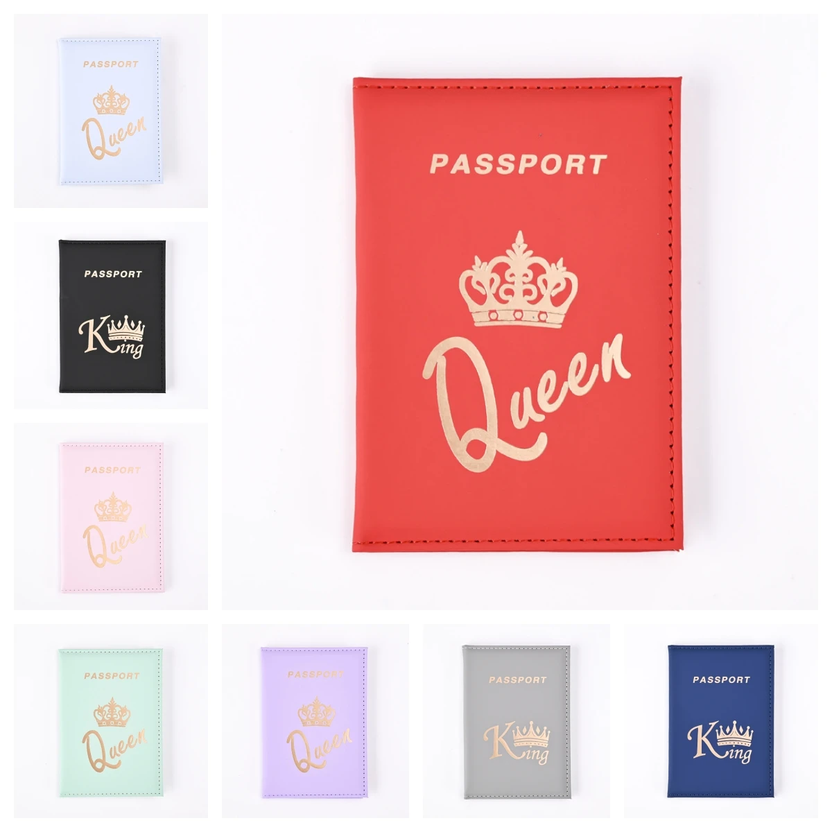 

Crown Print PU Passport Covers Passport Protector Passport Holder Flight Ticket Holder ID Credit Card Holder Travel Accessories