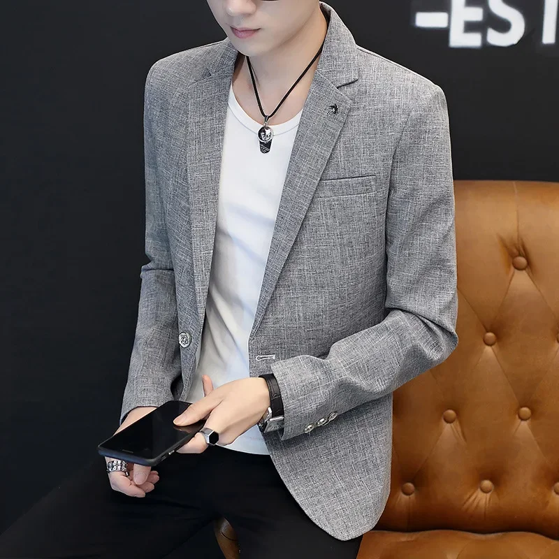 Men handsome character stealth gauze teenagers light color fashion leisure business blazer