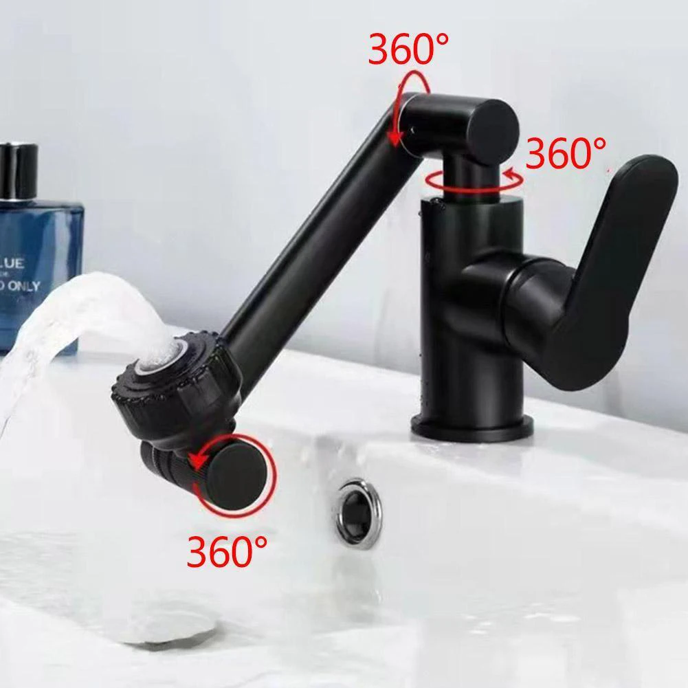 

1080° Swivel Kitchen Sink Faucet Hot Cold Water Mixer Splash Proof Water Tap Shower Head Stainless Steel Bathroom Basin Faucet