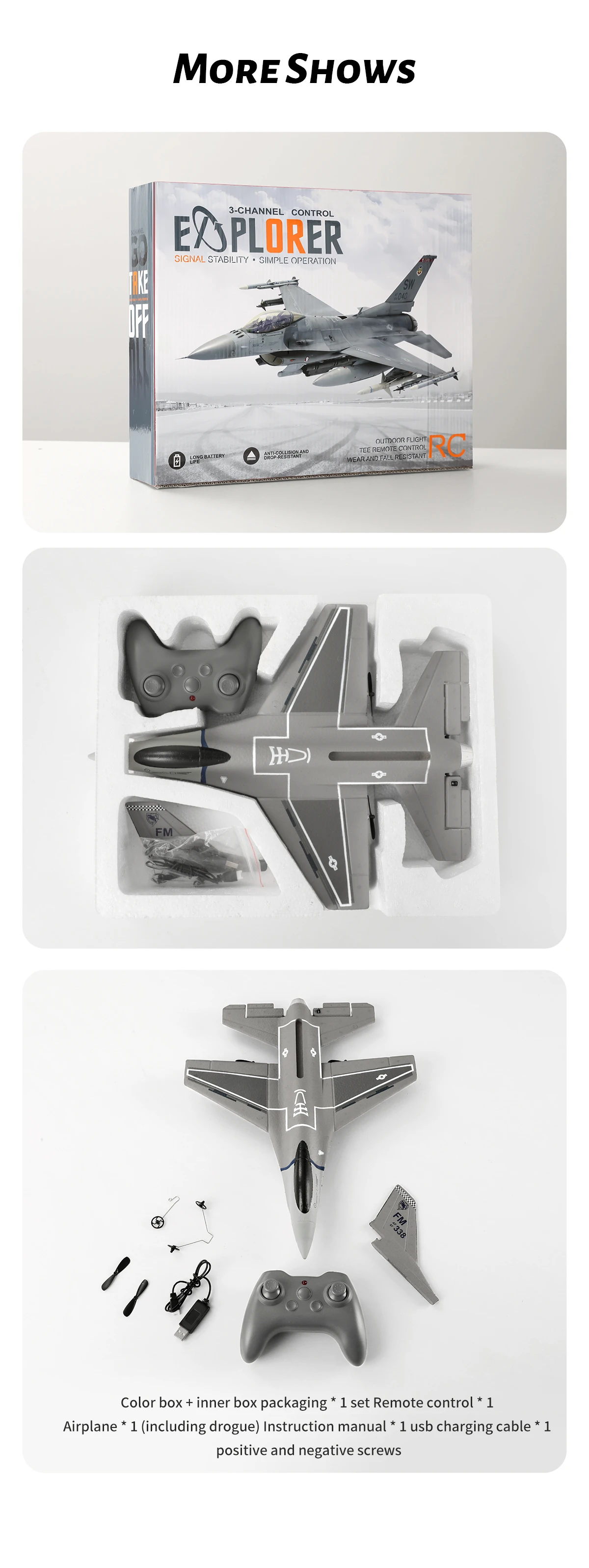 F16 Rc Glider 3ch Airplane With 6-axis Self-stabilization System_voghion.com
