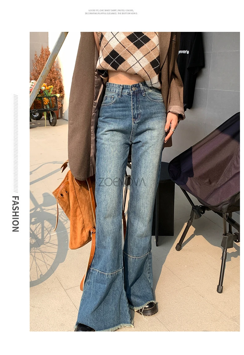 平成4年版　長者番付 関東版 ZOENOVA 2023 Harajuku Tassel Hems Y2K Dark Blue High Waist