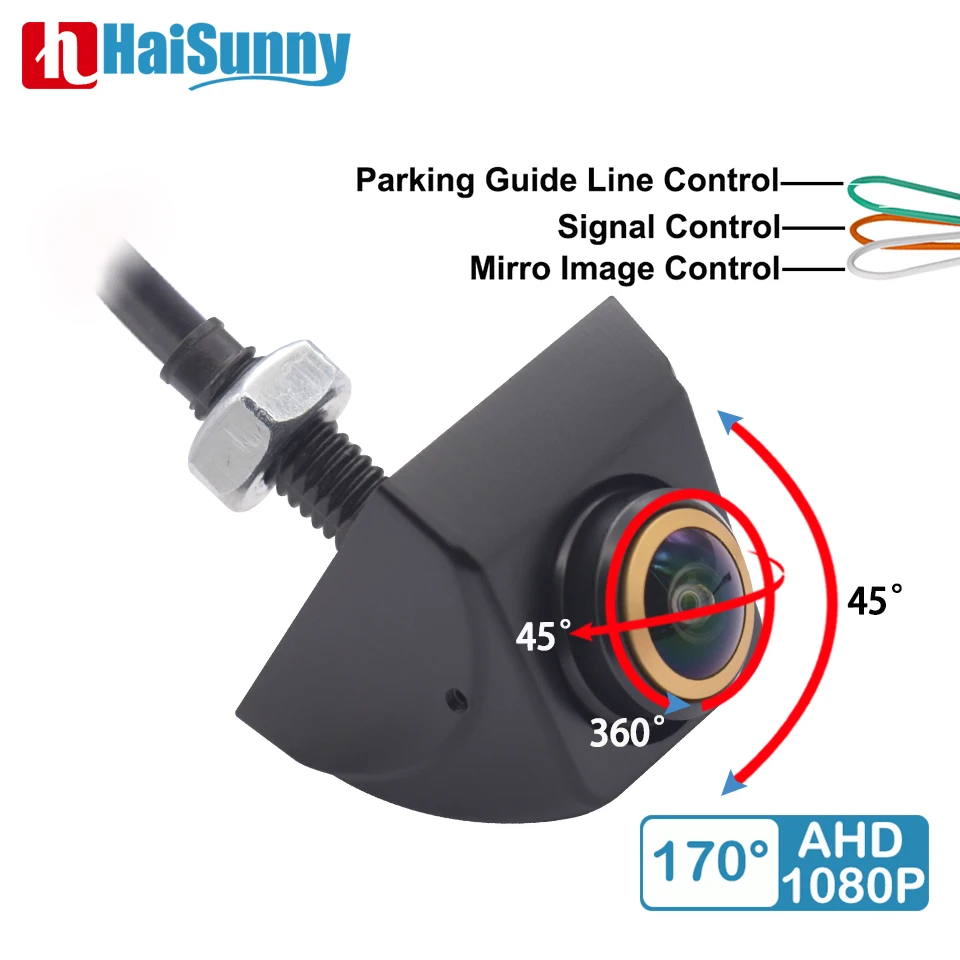 

Золотой объектив 1920x1080p Автомобиль камера заднего вида 170 ° Полное HD ночное зрение задний ход AHD Рыбий глаз Автомобильная парковка камера